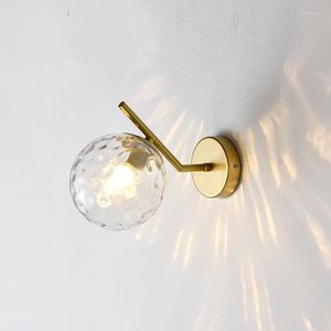 Wall Lamp Noordse luxe glazen ballicht voor slaapkamer naast Ailse Corridor woonkamer El creatieve led -staten