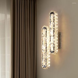Lámpara de pared nórdica de lujo LED luz de cristal moderna sala de estar dormitorio sofá TV telón de fondo 3 colores atenuación 110V 220V SconceWall