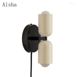 Wall Lamp Nordic Macaron Creative Color Double Head Sconces voor thuislicht in de Living Room Nursery Decoration Salon