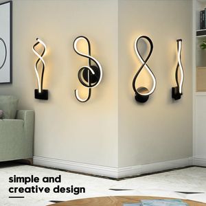 Wall Lamp Noordelijke minimalistische creatieve LED -lampen voor woonkamer Slaapkamer Keuken Acryl Art Musical Note Decor Lights Lustrewall