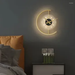Lámpara de pared nórdica minimalista reloj silencioso LED sala de estar decoración de fondo hogar personalidad diseñador creatividad