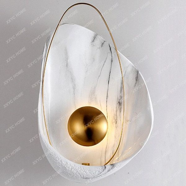 Lámpara de pared Nordic Modern Creative Diseño Marble Room Bedside Bundside El Aisle Luces LED en forma de concha