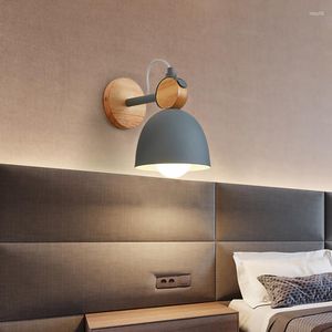 Applique murale nordique moderne E27 LED fer et bois appliques rotatives lumière intérieur maison chambre chevet salon cuisine décoration