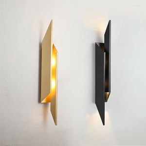 Lámpara de pared nórdica moderna de arte del hierro LED G9 para sala de estar, mesita de noche, pasillo, fondo dorado, diseño negro, decoración, iluminación, luminaria