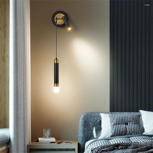 Lámpara de pared Nordic Modern Led Light Black Iron Spotlight Accesorio para sala de estar Dormitorio Lectura de noche Decoración del hogar Luminaria