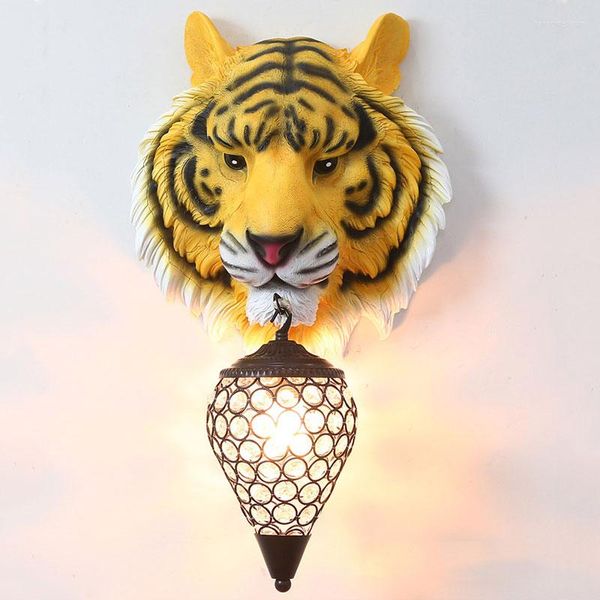 Applique nordique résine tigre Vintage Animal applique luminaires salon moderne Led lumières pour la maison chambre décor