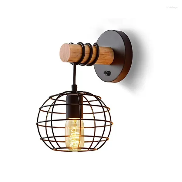 Applique murale nordique rétro Loft lumière LED Vintage fer Cage abat-jour lampes industrielles E27 lumières moderne décor à la maison luminaire