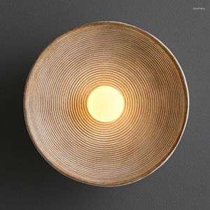 Wandlamp Scandinavisch Retro Houtnerf Voor Nachtkastje Studie Eetkamer Gang Rond Binnen 110V-240V Verlichtingsarmaturen Decoratielicht