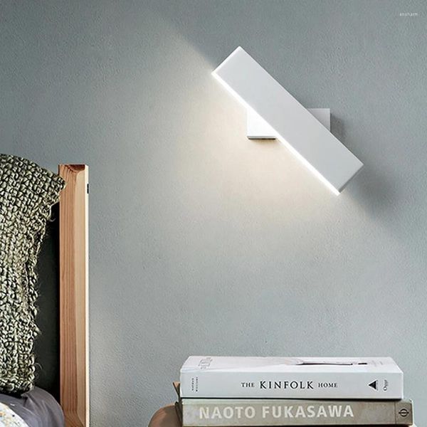 Lámpara de pared Nordic Simple Aluminio LED Iluminación ajustable moderna Luz blanca marrón con interruptor Inicio Sconce Escalera Mesita de noche