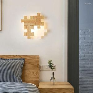 Wandlamp Scandinavisch massief houten lichtcombinatiepuzzel Persoonlijkheid splitsen Creativiteit Woonkamer Bedverlichting Slaapkamer Nacht