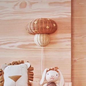 Wandlamp Noordelijke stijl kinderkamer bedmade handgemaakte rattan slaapkamer studie lichten paddestoel vorm gemonteerde decorlampen