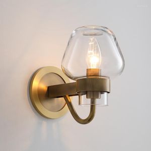 wandlamp noordse stijl luxe koper licht met glazen kap woonkamer slaapkamer badkamer spiegel AC 110V 220V
