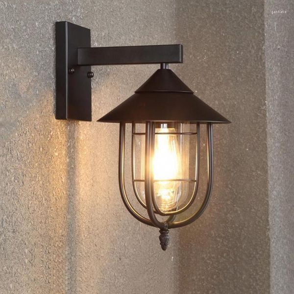 Lámpara de pared nórdica Vintage para jardín, iluminación para Loft E27, luces de hierro para Bar, cafetería al aire libre, balcón, pasillo, luz Led impermeable para porche