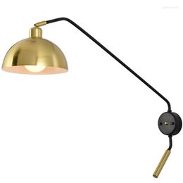 Wall Lamp Noordse vintage lichten Zwart/goud E27 Verstelbare Swing Lange Arm Antieke trap SCONCE INDUSTRIËLE LOFTSTIJL