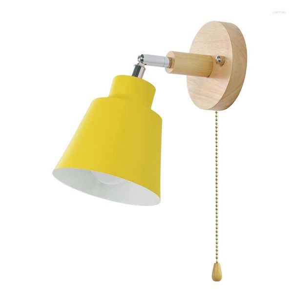 Applique murale nordique avec interrupteur lampe de chevet moderne en bois chambre support tête de direction applique E27 éclairage à la maison