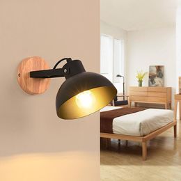 Wandlamp Nordic Houten LED Enkele Kop Verstelbare Zwart Wit Verlichting Voor Woonkamer Slaapkamer Nachtkastje Indoor Leesarmaturen