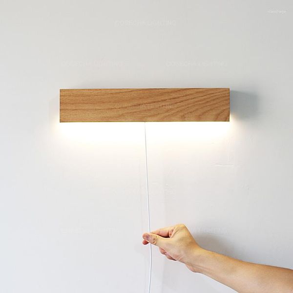 Lámpara de pared, apliques de madera nórdicos, lámparas LED para dormitorio/mesita de noche, estilo europeo, iluminación decorativa para interiores, iluminación para el hogar, luz para espejo