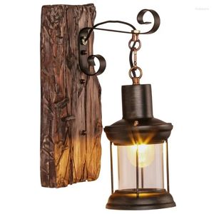 Wall Lamp Outdoor Antique Loft Wood Glass Restaurant Cafe Bar SCONCES VINTAGE INDUSTRIËLE RETRO SCONCE VOOR SLAAPKAMER