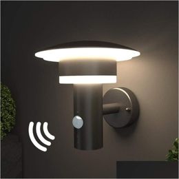 Wandlamp Buiten Led-licht met bewegingssensor en schakelaar Staal Roestvrij Pir A-Klasse Energyadd Drop Delivery Huis Tuin Hotelbenodigdheden Dhl3K