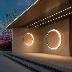 Applique murale extérieure LED applique moderne IP65 étanche 110V 220V 24W café Villa jardin Cotta ronde lune fond lampes