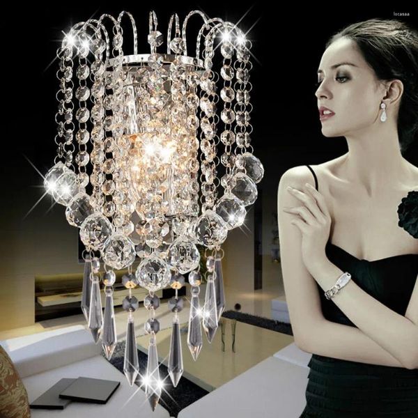 Lampe murale OUXEAN LAMPS FIXTURES DE GAGNE LED LED E14 Miroir en cristal moderne en acier inoxydable pour le couloir du couloir du couloir