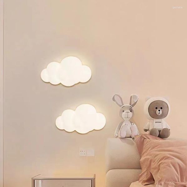 Lámpara de pared PE Nube Blanca Lámparas románticas para habitaciones de niños Simple Cálido Niña Niño Dormitorio Luces de noche Pasillo Luz de pasillo