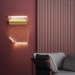 Applique murale lampes suspendues LED applique pour chambre moderne or décoration de la maison salon luxe acrylique intérieur Design créatif
