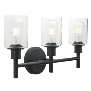 Wandlamp Permo 3-lichts industriële blaker MaBlack badkamerlamp met 3,94 inch helderglazen kap