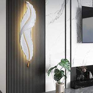 Applique murale personnalité platine plume Led salon et chambre concepteur créatif couloir fond lumières décoratives
