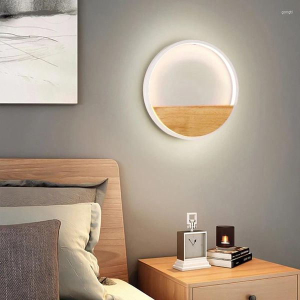Lámpara de pared Personalidad Redonda Simple y cálida Dormitorio Mesita de noche Interior Creativo Pasillo Pasillo LED Sala de estar Sconce