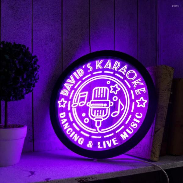 Lámpara de pared, letrero de neón de Karaoke personalizado, texto de nombre personalizado para cantar música, luces nocturnas LED, decoraciones colgantes de 30/40/50cm