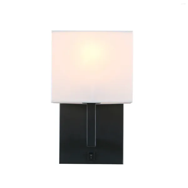 Applique Phhanst Luminaire Simple Avec Ombre Textile Blanc Et Bouton On/Off Petit Chevet Moderne Pour Lecture