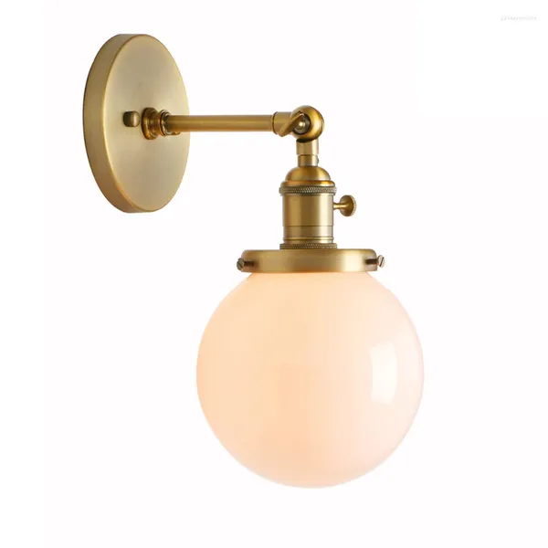 Lámpara de pared Phansthy Vintage leche blanco vidrio aplique luz Loft luminaria clásica E27 dormitorio cabecera decoración navideña