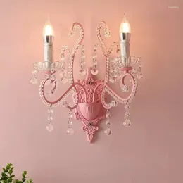 Lampe murale rose princesse chambre lampes en verre cristal nordique romantique chaud décor pour enfants fille de chambre à coucher de chambre à coucher