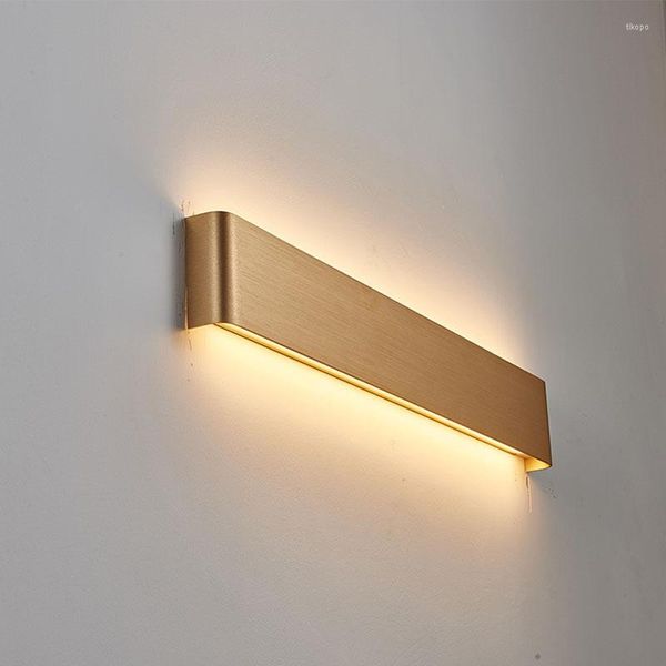 Applique murale Pitodp lumière LED créative en aluminium 4W 8W 14W longue bande mince intérieur éclairage à la maison chambre décoration AC85-265V