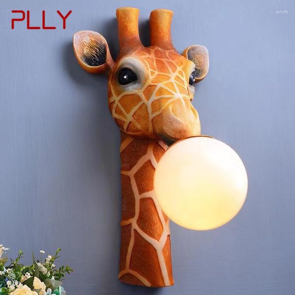 Lámpara de pared PLLY, candelabro de resina de jirafa de dibujos animados creativos LED para interiores contemporáneos, luz para el hogar, el dormitorio de los niños, el pasillo