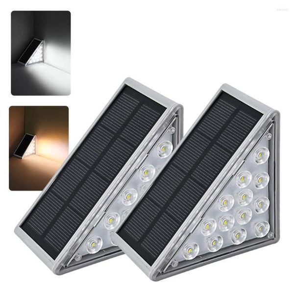 Lámpara de pared Posensible LED Luz solar para exteriores Diseño de lente escalonada Super brillante Impermeable Escalera Decoración Iluminación para terraza de jardín