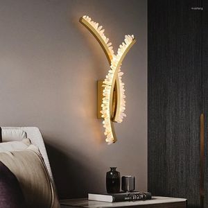 Lámpara de pared luz posmoderna lujo y simple decoración de dormitorio de dormitorio de piedra de piedra natural