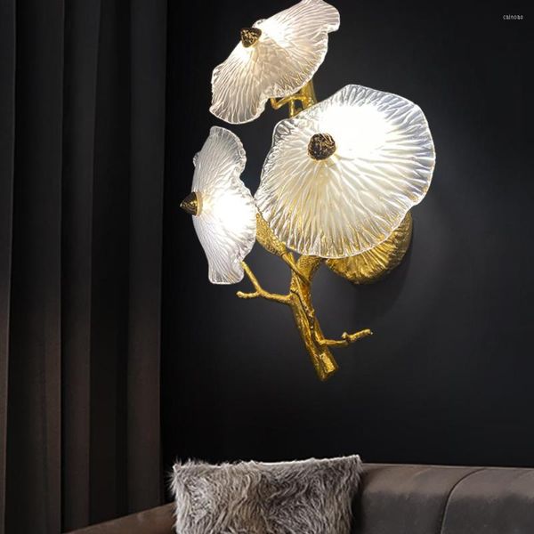 Applique murale post-moderne lumière luxe salon fond Lotus chambre chevet El Villa lampes d'art classique chinois