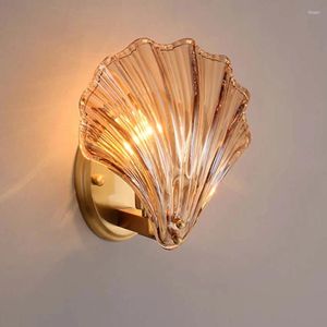 Wandlamp postmoderne luxe messing Noordse schaalvorm Creative Glass Light armatuur bedrestaurant Trappen Aisle Sconces