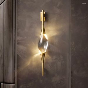 Wandlamp Postmodern Crystal Copper Body Light Nachtkastje Trapkandelaar Messing Foyer Eetkamer Verlichting 3000K Drop