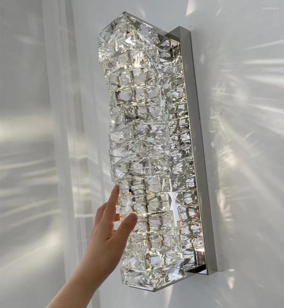 Applique Postmoderne Cristal Intérieur LED Chrome Escalier Allée Or Lumière Pour Salon Chambre El Décor Applique