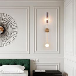 Applique murale postmoderne or intérieur cuivre verre lumière LED applique de chevet pour salon salle à manger chambre fond