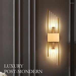 Wandlamp Postmodern Luxe Nachtkastje Nordic Woonkamer Hal Creatieve Kristallen Led-verlichting Goud Zwart Decor Ce