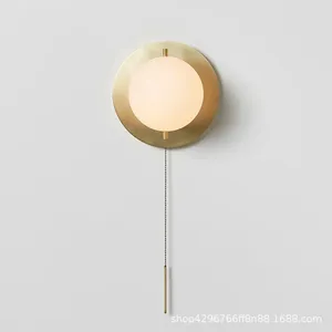 Muurlamp postmodern eenvoudige messing amerische persoonlijkheid woonkamer slaapkamer naast gang trap rond glas licht