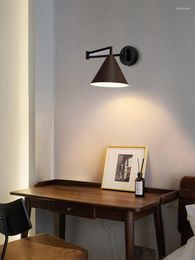 Lampe murale produit bras robotique noir rond couleur bois éclairages simples classiques pour la maison chambre applique lumière