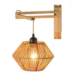 Wandlamp rotan bamboe schans verlichting armatuur LED vintage verlichting nachtkastje retro lampen industrieel decor eetkamer slaapkamer