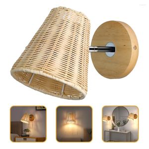 Lámpara de pared Lámpara de ratán Lámpara de noche Luces de estilo rústico Dormitorio Metal simple Sala de estar moderna montada