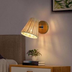 Wandlamp Rattan SCONCES Handgemaakte rustieke decoratieve verlichtingslicht hanglampen voor woonkamer Gang Gang Slaapkamer Badkamer Badkamer