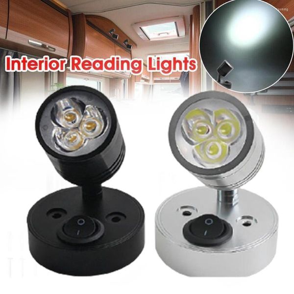 Lámpara de pared de lectura con interruptor de interfaz USB, luz LED para barco RV, foco de iluminación para caravana, remolque, autocaravana